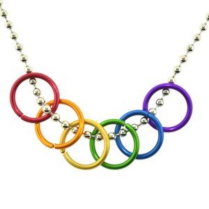 Pride Shack 0.75" Rainbow Freedom Rings Necklace. Gay & Lesbian LGBT Pride Chain